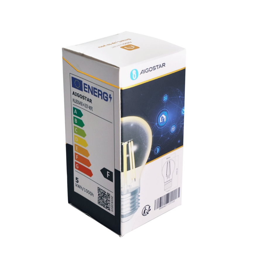 Ampoule à intensité variable LED FILAMENT G45 E27/4,5W/230V 2700-6500K Wi-Fi - Aigostar