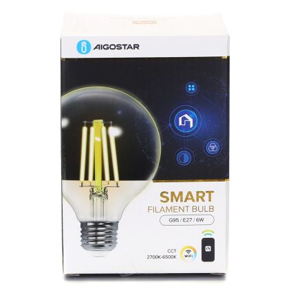 Ampoule à intensité variable LED FILAMENT G95 E27/6W/230V 2700-6500K Wi-Fi - Aigostar