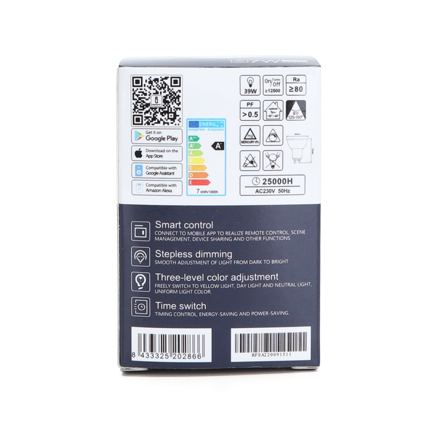 Ampoule à intensité variable LED GU10/7W/230V 3000-6500K Wi-Fi - Aigostar