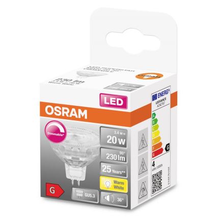 Ampoule à intensité variable LED GU5,3/3,4W/230V 2700K CRI 90 - Osram