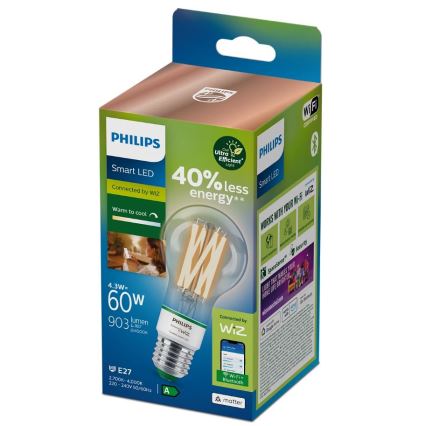 Ampoule à intensité variable LED Philips A60 E27/4,3W/230V 2700-4000K CRI 90 Wi-Fi