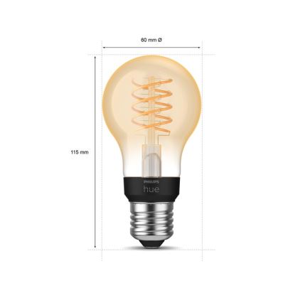 Ampoule à intensité variable LED Philips Hue WHITE FILAMENT A60 E27/7W/230V 2100K