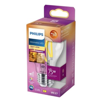 Ampoule à intensité variable LED Philips Warm Glow A60 E27/7,9W/230V 2200-2700K CRI 90