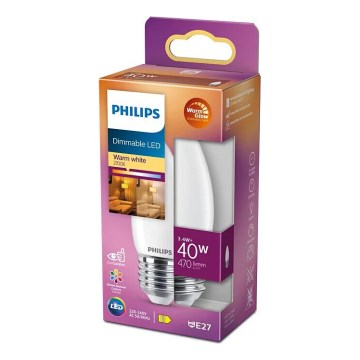 Ampoule à intensité variable LED Philips Warm Glow B35 E27/3,4W/230V 2200-2700K CRI 90