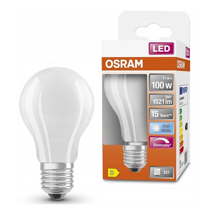 Ampoule à intensité variable LED RETROFIT A60 E27/11W/230V 4000K - Osram