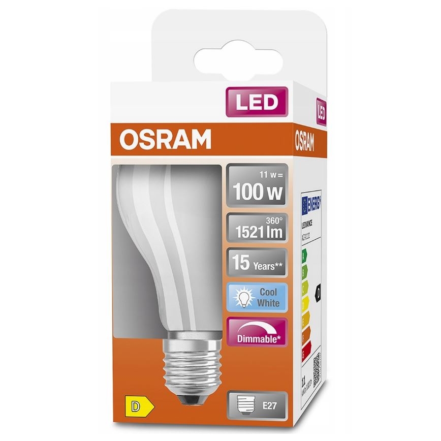 Ampoule à intensité variable LED RETROFIT A60 E27/11W/230V 4000K - Osram