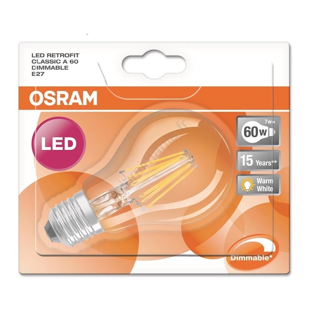 Ampoule à intensité variable LED RETROFIT E27/7W/230V 2700K Osram