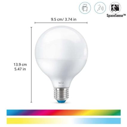 Ampoule à intensité variable LED RGB G95 E27/11W/230V 2200-6500K Wi-Fi - WiZ