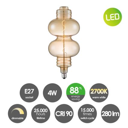 Ampoule à intensité variable LED VINTAGE EDISON E27/4W/230V 2700K CRI 90