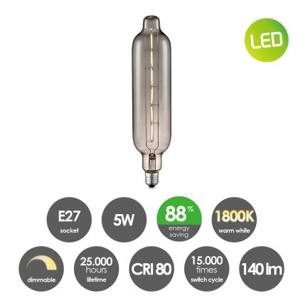 Ampoule à intensité variable LED VINTAGE EDISON E27/5W/230V 1800K