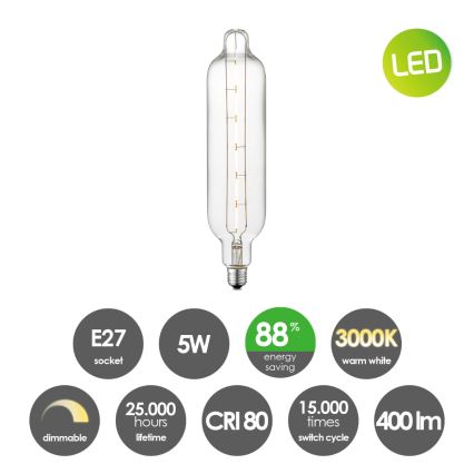 Ampoule à intensité variable LED VINTAGE EDISON E27/5W/230V 3000K