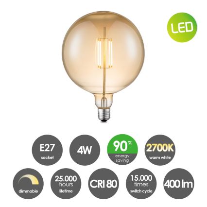 Ampoule à intensité variable LED VINTAGE EDISON G180 E27/4W/230V 2700K