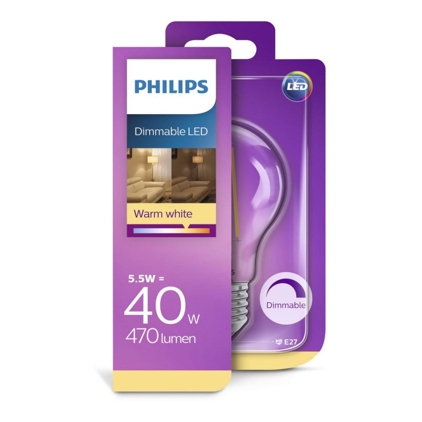Ampoule à intensité variable LED VINTAGE Philips E27/5,5W ...