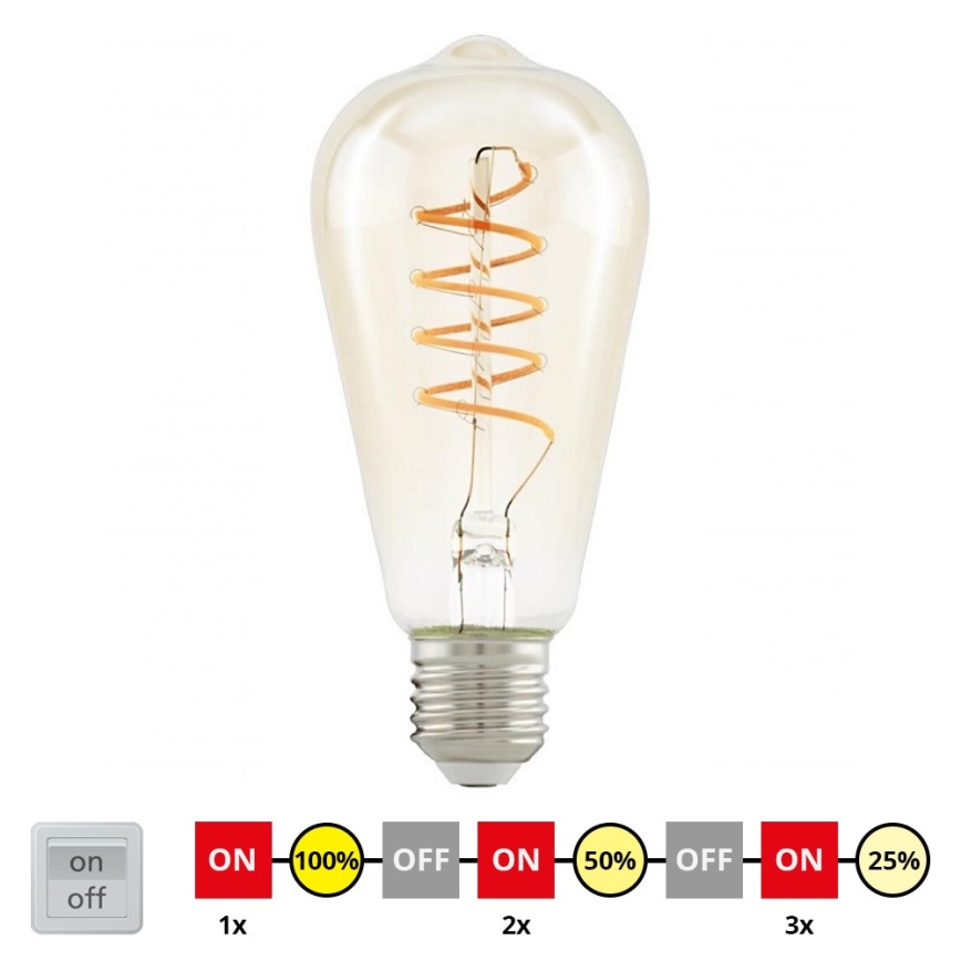 Ampoule à intensité variable LED VINTAGE ST64 E27/4W/230V 2200K - STEPDIMMING - Eglo 12522