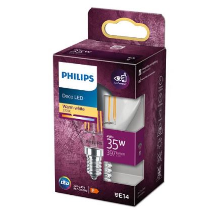 Ampoule à miroir sphérique LED DECO Philips P45 E14/4W/230V 2700K