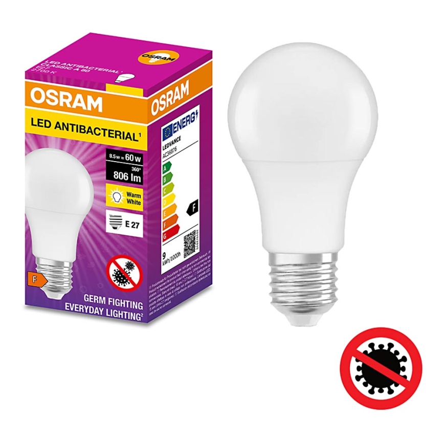 Ampoule antibactérienne LED A60 E27/8,5W/230V 2700K - Osram