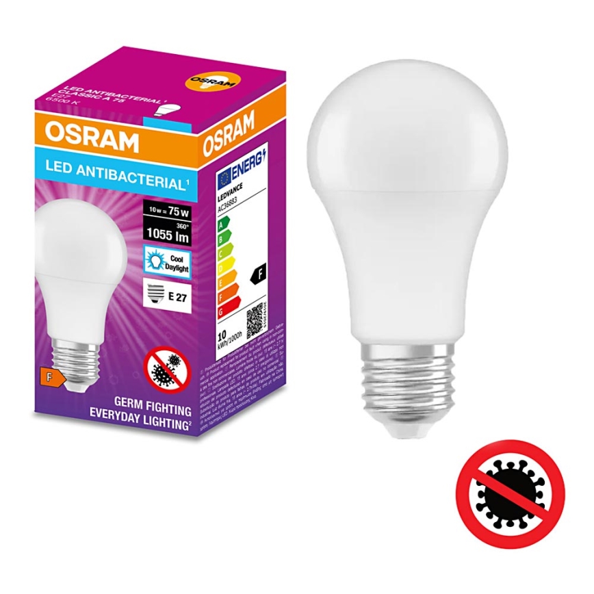 Ampoule antibactérienne LED A75 E27/10W/230V 6500K - Osram