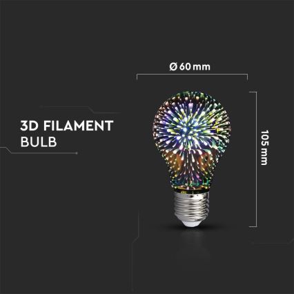 Ampoule décorative 3D FILAMENT A60 E27/3W/230V 3000K