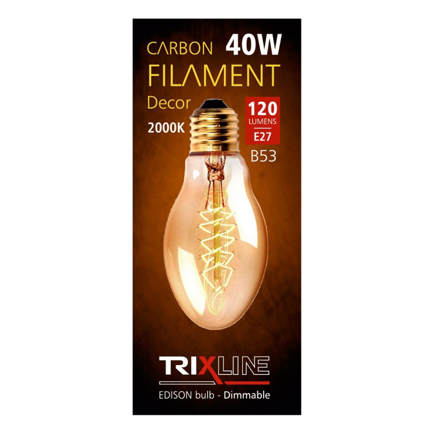 Ampoule décorative industrielle à intensité variable VINTAGE B53 E27/40W/230V 2000K