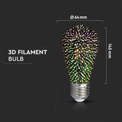 Ampoule décorative LED 3D FILAMENT ST64 E27/3W/230V 3000K