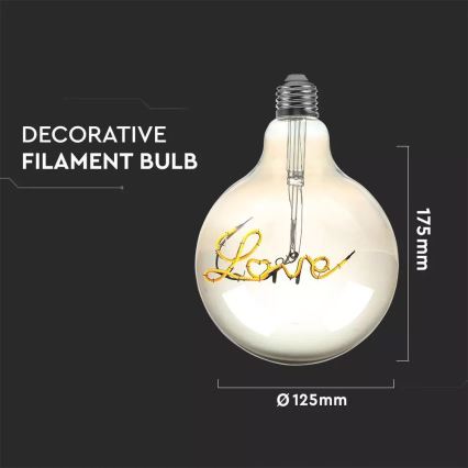 Ampoule décorative LED FILAMENT G125 E27/5W/230V 2200K