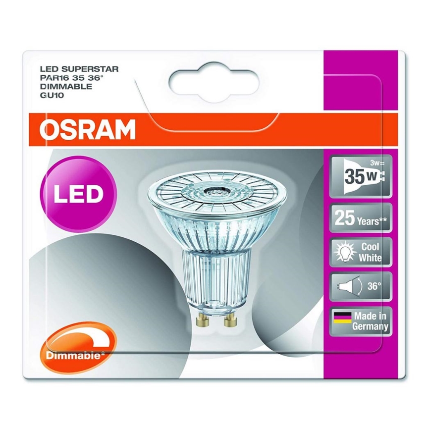 Ampoule dimmable LED GU10/3,1W/230V 4000K - Osram