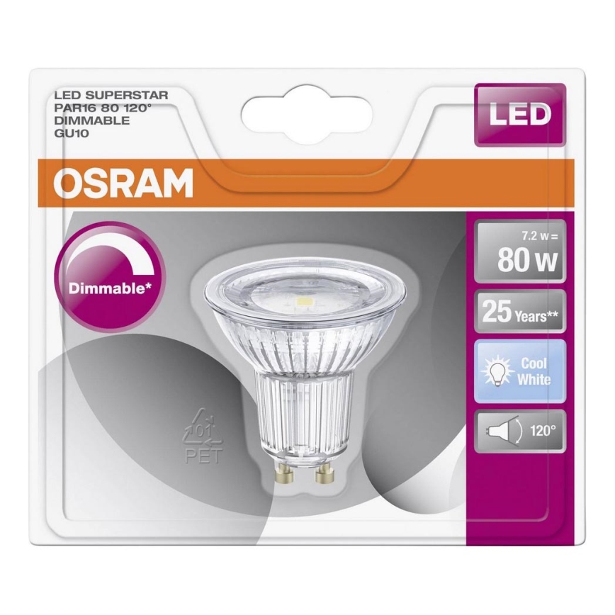 Ampoule dimmable LED GU10/8W/230V 4000K - Osram