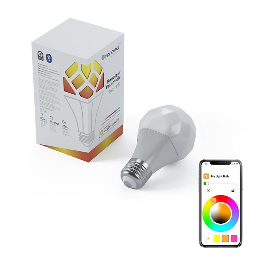 Ampoule dimmable LED RGB ESSENTIALS A19 E27/8W/230V 2700-6500K - Nanoleaf