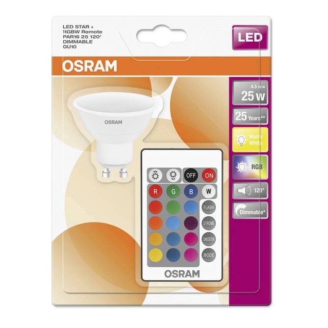 Ampoule dimmable LED RGB STAR GU10/4,5W/230V 2700K + télécommande - Osram