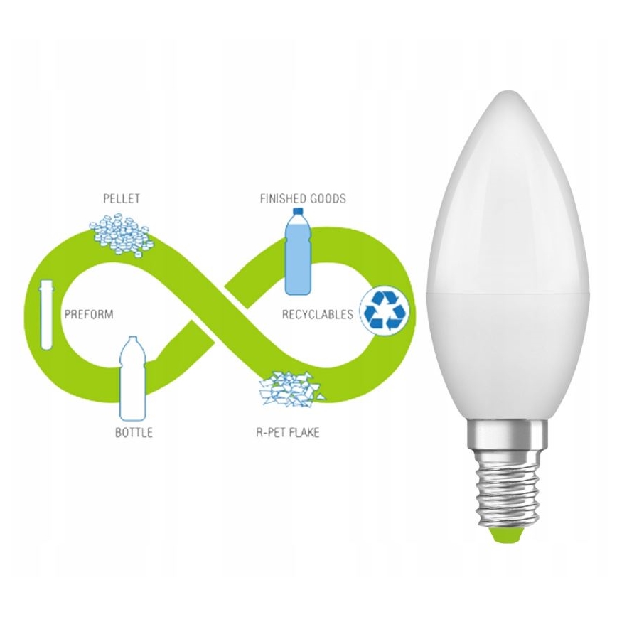 Ampoule en plastique recyclé B40 E14/4,9W/230V 2700K - Ledvance