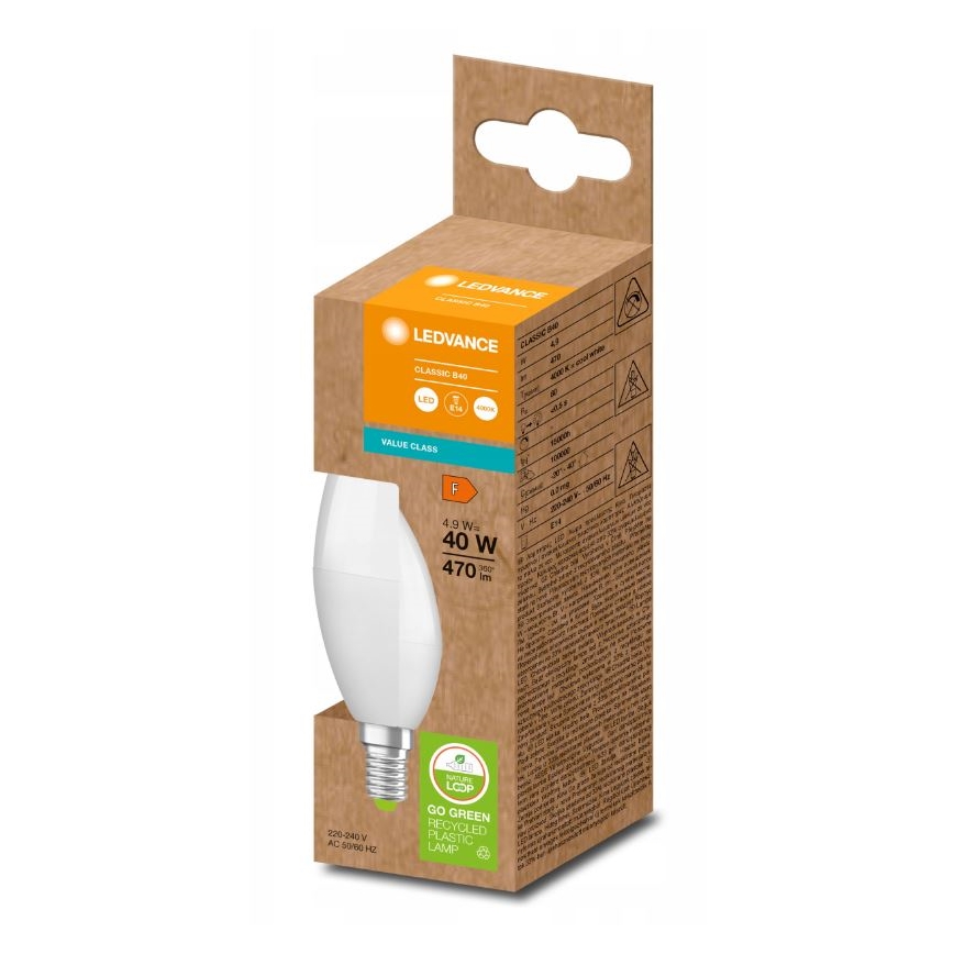 Ampoule en plastique recyclé B40 E14/4,9W/230V 4000K - Ledvance