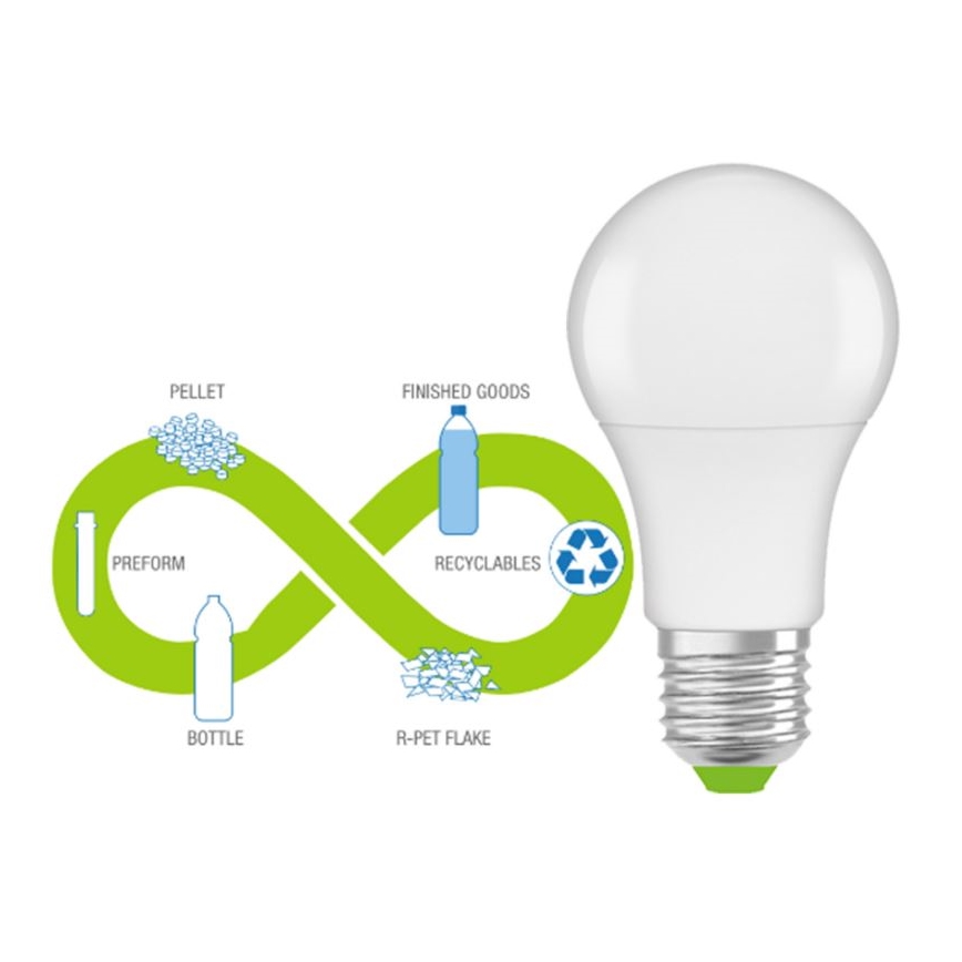 Ampoule en plastique recyclé E27/10W/230V 2700K - Ledvance