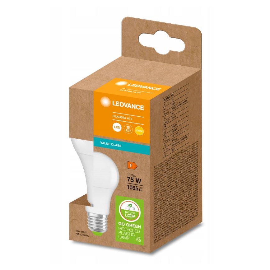 Ampoule en plastique recyclé E27/10W/230V 2700K - Ledvance