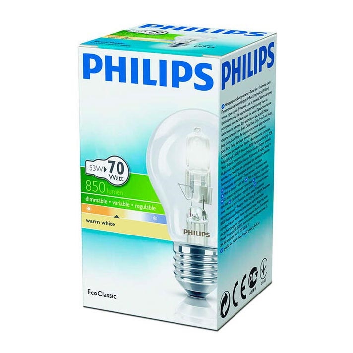 Ampoule halogène à intensité variable Philips E27/53W/230V 2800K