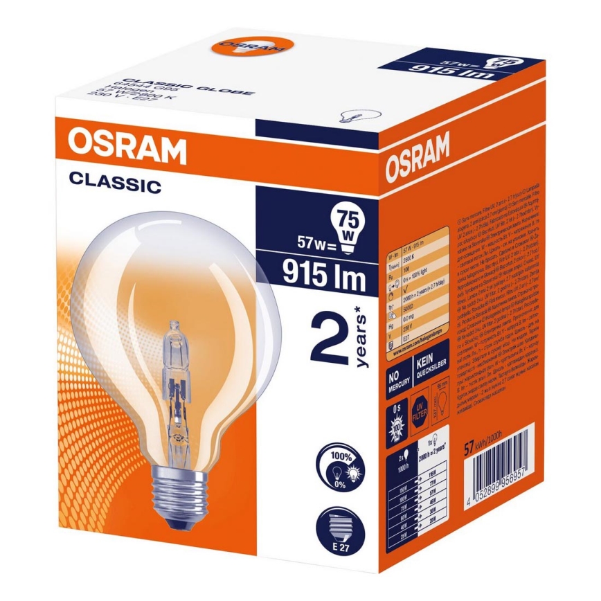 Ampoule halogène E27/57W/230V 2700K
