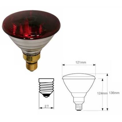 Ampoule infrarouge à paroi épaisse PHILIPS PAR38 E27/150W/230V