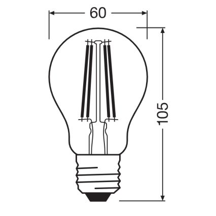 Ampoule LED à capteur crépusculaire CLASSIC FILAMENT A60 E27/7,3W/230V 2700K - Osram