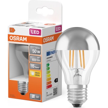 Ampoule LED à dôme miroir FILAMENT E27/6,5W/230V 2700K argentée- Osram