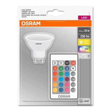 Ampoule LED à intensité modulable RGB GU10/4,5W/230V - Osram