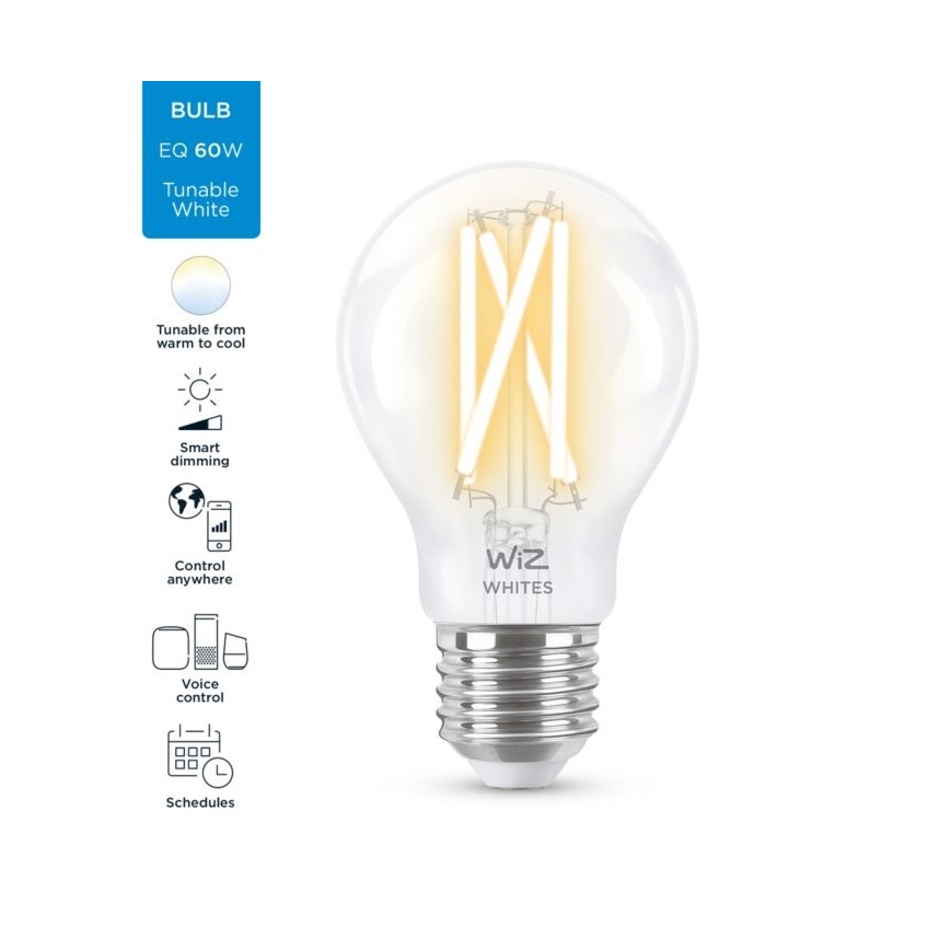 Ampoule LED à intensité variable FILAMENT A60 E27/6,7W/230V 2700-6500K CRI 90 Wi-Fi - WiZ