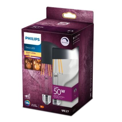 Ampoule LED à intensité variable avec une tête miroir sphérique DECO Philips G125 E27/7,2W/230V 2700K