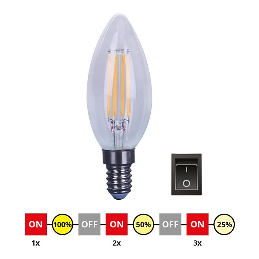 Ampoule LED à intensité variable E14/4W/230V C35 2700-3000K