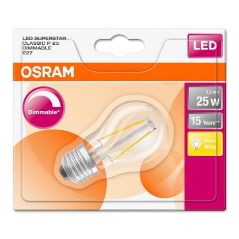Ampoule LED à intensité variable FILAMENT E27/3,3W/230V 2700K - Osram