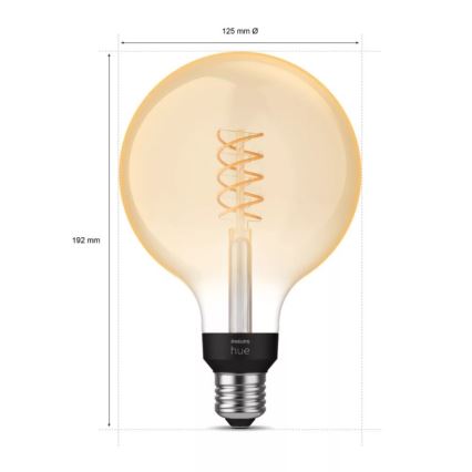 Ampoule LED à intensité variable Philips Hue WHITE FILAMENT G125 E27/7W/230V 2100K