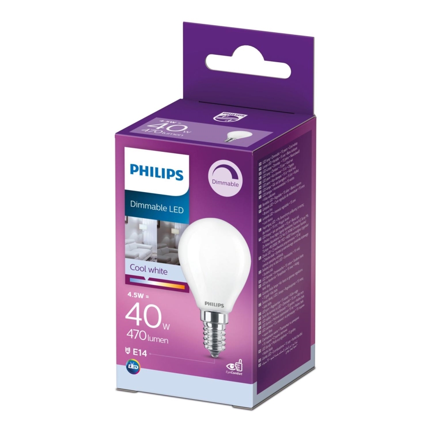 Ampoule LED à intensité variable Philips P45 E14/4,5W/230V 4000K
