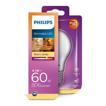 Ampoule LED à intensité variable Philips Warm Glow  A60 E27/8,5W/230V 2200-2700K CRI 90