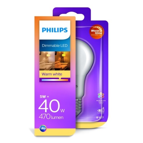 Ampoule LED à intensité variable Philips Warm Glow E27/5W/230V 2200K-2700K