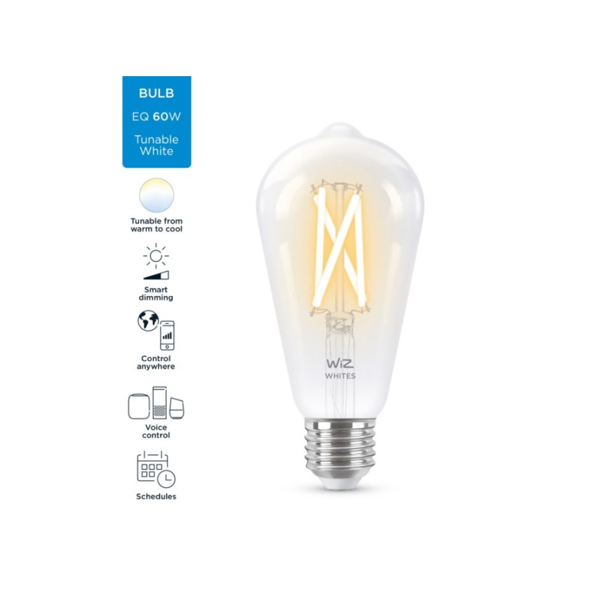 Ampoule LED à intensité variable FILAMENT ST64 E27/6,7W/230V 2700-6500K CRI 90 Wi-Fi - WiZ