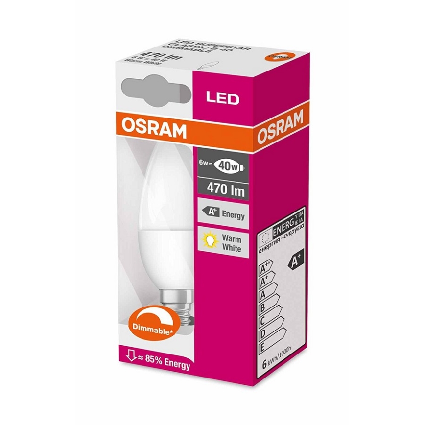 Ampoule LED à intensité variable SUPERSTAR CLASSIC E14/5W/230V 2700K - Osram