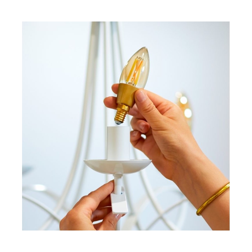 Ampoule LED à intensité variable VINTAGE FILAMENT C35 E14/4,9W/230V 2000-5000K CRI 90 Wi-Fi - WiZ